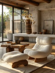 Modern Cozy Interior with Armchair and Rustic Decor