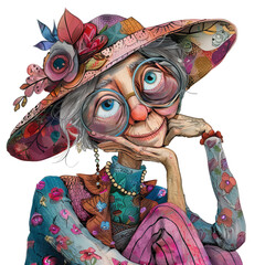Funny whimsical old women grandma graphic
