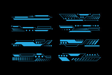 Futuristic elements header set interface control panel