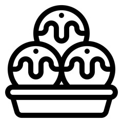 takoyaki outline icon and illustration