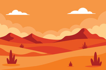 A dry desert landscape vector design - obrazy, fototapety, plakaty