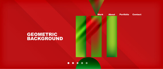 A vibrant design featuring red background with green geometric shapes. The use of tints and shades creates a dynamic visual effect. Ideal for events, logos, and brand graphics