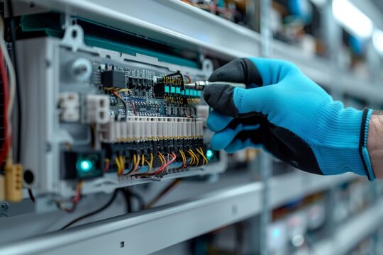 Skilled HVAC Technician Repairing Internal Controls with Precision