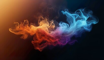 Artificial rainbow smoke on black background in darkness