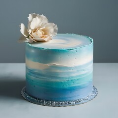 A stunning  velvet cake with a sky-blue color palette... Desssert, sweet, food