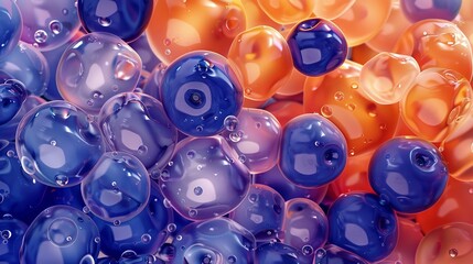 A top view and a close shot of blueberries with orange jelly with a big space for text or product advertisement backdrop, Generative AI. - obrazy, fototapety, plakaty