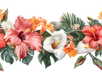 Fototapeta premium Beautiful and colorful floral background in the tropics