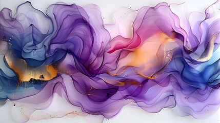Currents of translucent hues, snaking metallic swirls, and foamy sprays of color shape the landscape of these free-flowing textures. Natural luxury abstract fluid art painting in liquid ink technique