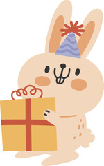 Cute rabbit with gift illustration vector