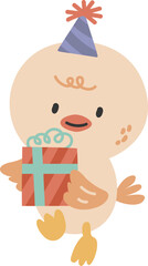 Cute chick with gift illustration vector