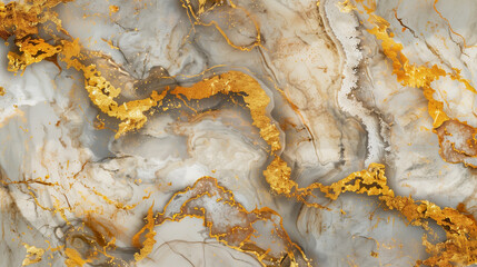 Luxurious Stone Wall and Marble Floor Design - Elegant Abstract Texture in White, Beige, and Gold Tones