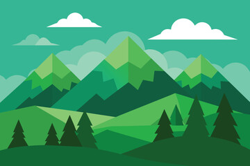 A green mountain landscape vector design