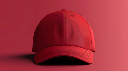 Baseball cap isolated, mockup template. Red baseball hat. Design template. Mock-up for branding and advertise isolated Red background.
