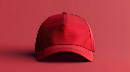 Baseball cap isolated, mockup template. Red baseball hat. Design template. Mock-up for branding and advertise isolated Red background.
