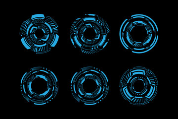 Futuristic sci-fi display circular elements, HUD futuristic user interface © OzanID