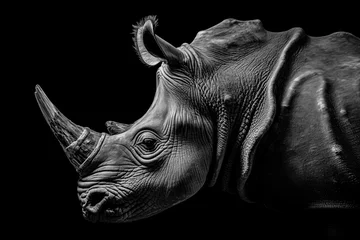 Küchenrückwand glas motiv rhino on black © O-Foto