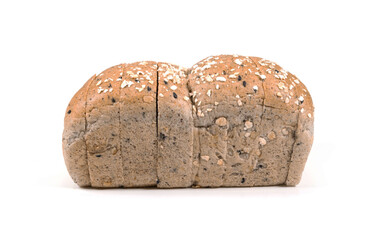 Cereal bread on white background