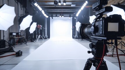 Behind the scenes of a professional video production studio setup