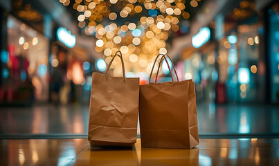 shopping bag in shop mall - obrazy, fototapety, plakaty
