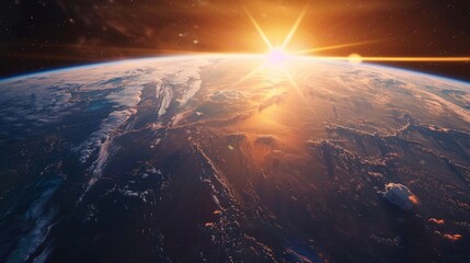 Sunrise seen above Earth from space