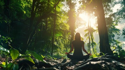 Dawn Yoga Practice in Lush Forest - Serenity Meets Nature for International Day of Forests