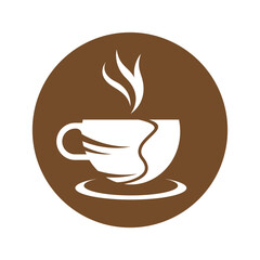 logo design of hot coffee in a glass with smoke