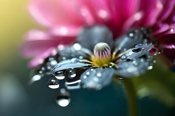 Close up of a flower with water droplets. Suitable for nature and beauty concepts. Generative AI