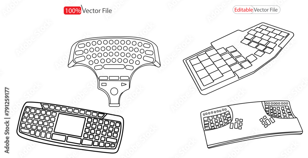 Fototapete pc equipment, devices. keyboard, smartphone keyboard in light and dark mode. keyboard line icon. res