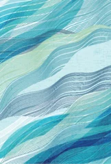 Tuinposter 青　和柄　波　背景  © J BOY