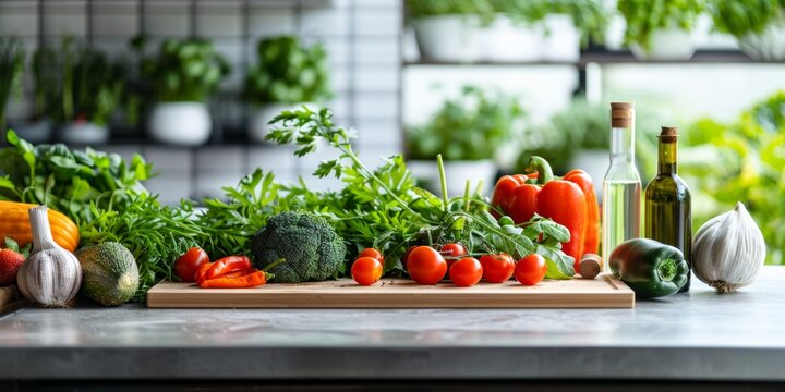 Educational Kitchen Display Highlighting Foods for Longevity with AI Nutritional Analysis