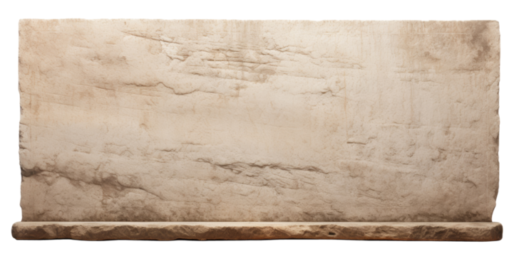 Big blank horizontal stone panel isolated on transparent background
