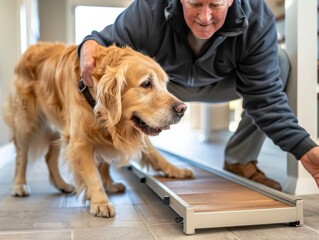 Senior Man Installs Mobility Ramp for Arthritic Dog on Specially-Abled Pets Day