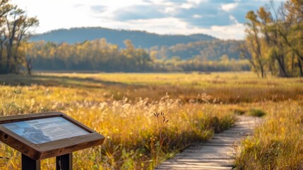National Public Lands Day Scene: Conservation Information Amid Rustic Landscape