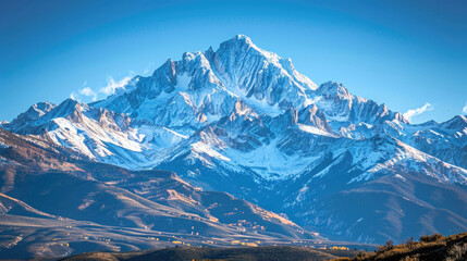 Majestic snow-capped mountain peaks