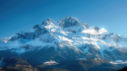 Fototapeta na wymiar Majestic snow-capped mountain peaks
