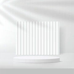 3d white color podium and minimal white wall scene Vector illustration.