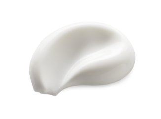 White cream texture. Cosmetic lotion swatch isolated on transparent background. Beauty skincare creamy product smear.