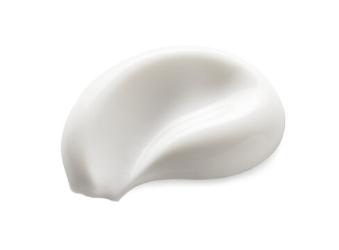 White cream texture. Cosmetic lotion swatch isolated on transparent background. Beauty skincare creamy product smear.