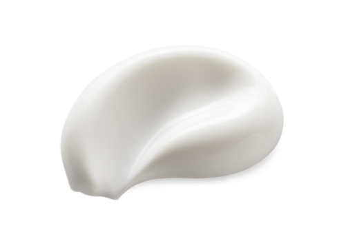 White cream texture. Cosmetic lotion swatch isolated on transparent background. Beauty skincare creamy product smear.