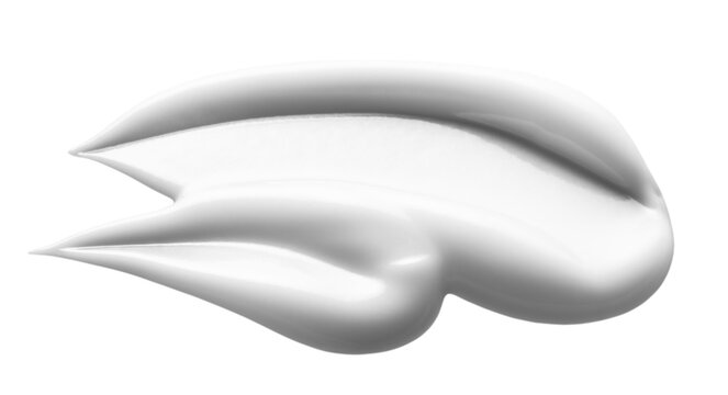 White cream texture. Cosmetic lotion smears isolated on transparent background. Beauty skincare creamy product swatch.
