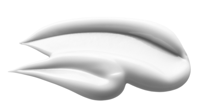 White cream texture. Cosmetic lotion smears isolated on transparent background. Beauty skincare creamy product swatch.