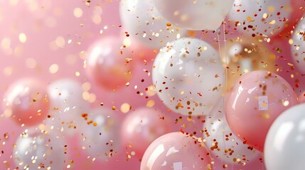 Gentle Pink and White Balloons in a Studio Setting