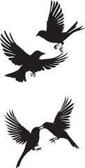 set of silhouettes of birds flying