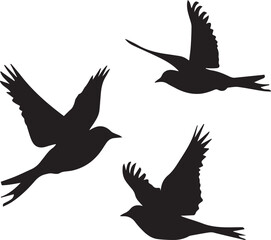 silhouettes of birds flying