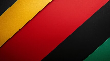 A black background features red, black, and green paper colors for a Black History Month banner design, with a simple, minimalist layout. - obrazy, fototapety, plakaty