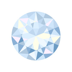 Round brilliant cut diamond top view. Colored flat icon. Vector illustration