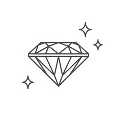 Round brilliant cut diamond side view. Outline icon with editable stroke. Vector illustration