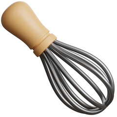 3d render of stainless steel whisk for food tools.