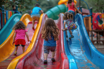 Fototapeta na wymiar Children enjoying a fun-filled day at the park