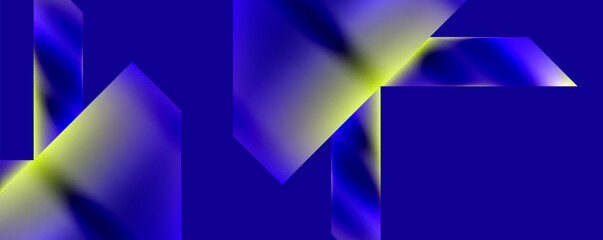 A computergenerated image featuring a vibrant blue and yellow geometric pattern on a deep blue background, showcasing symmetry and striking graphics